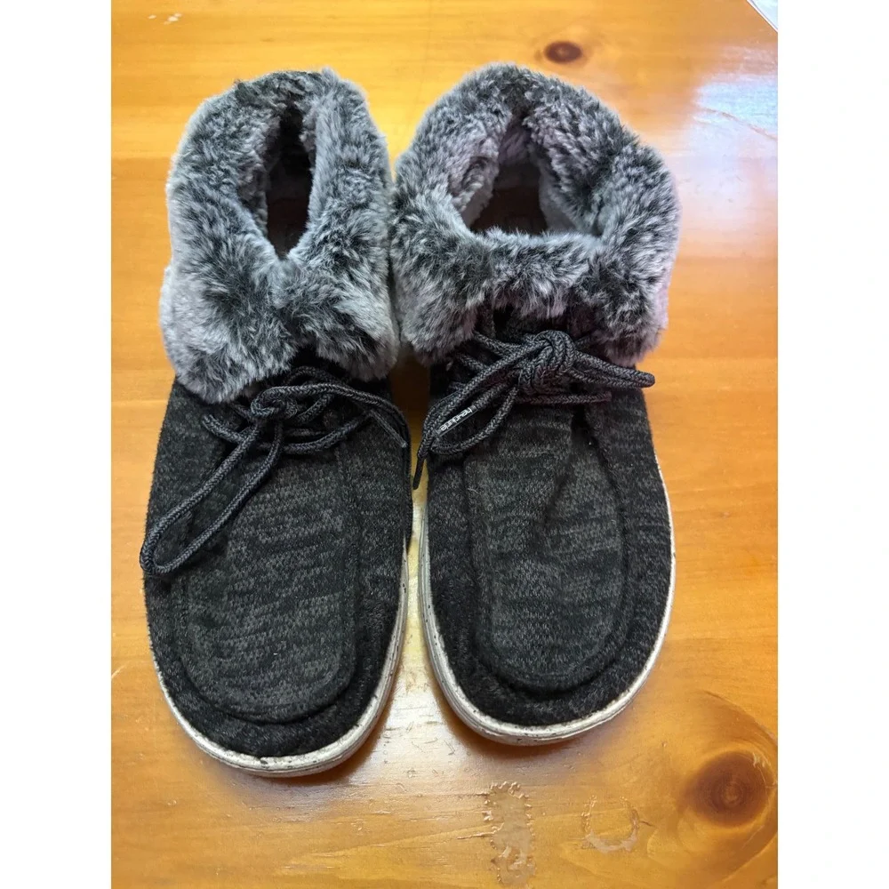 Hey Dude Britt Womens Charcoal Grey Faux Fur Lined Winter Boots Size 10